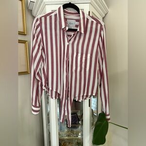 Rails Red and White front tie shirt